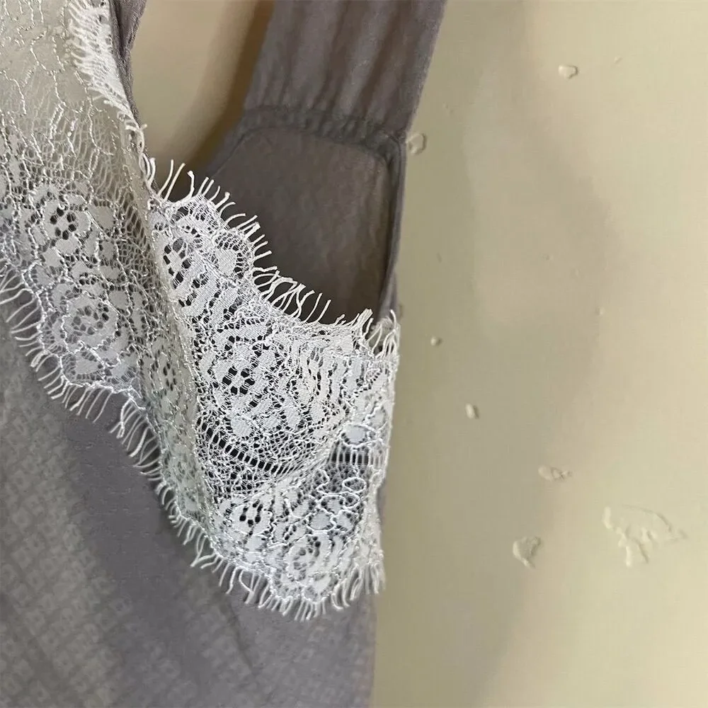 Free People Georgia Lace Detail Boho A-line Womens Dress Size‎ 6 Gray Festival